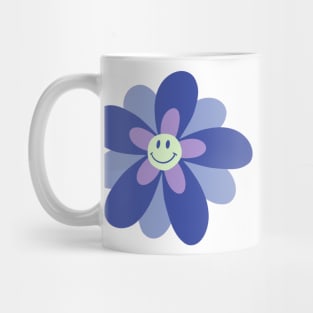 Bright and Cheerful Flower Smiley Face - blue Mug